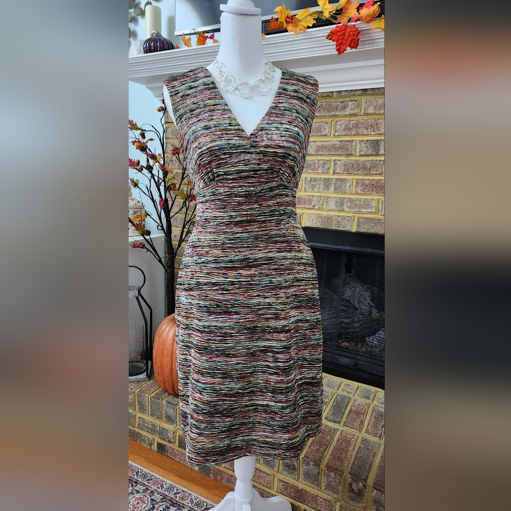 Connected Apparel Multicolor Knit Midi Dress